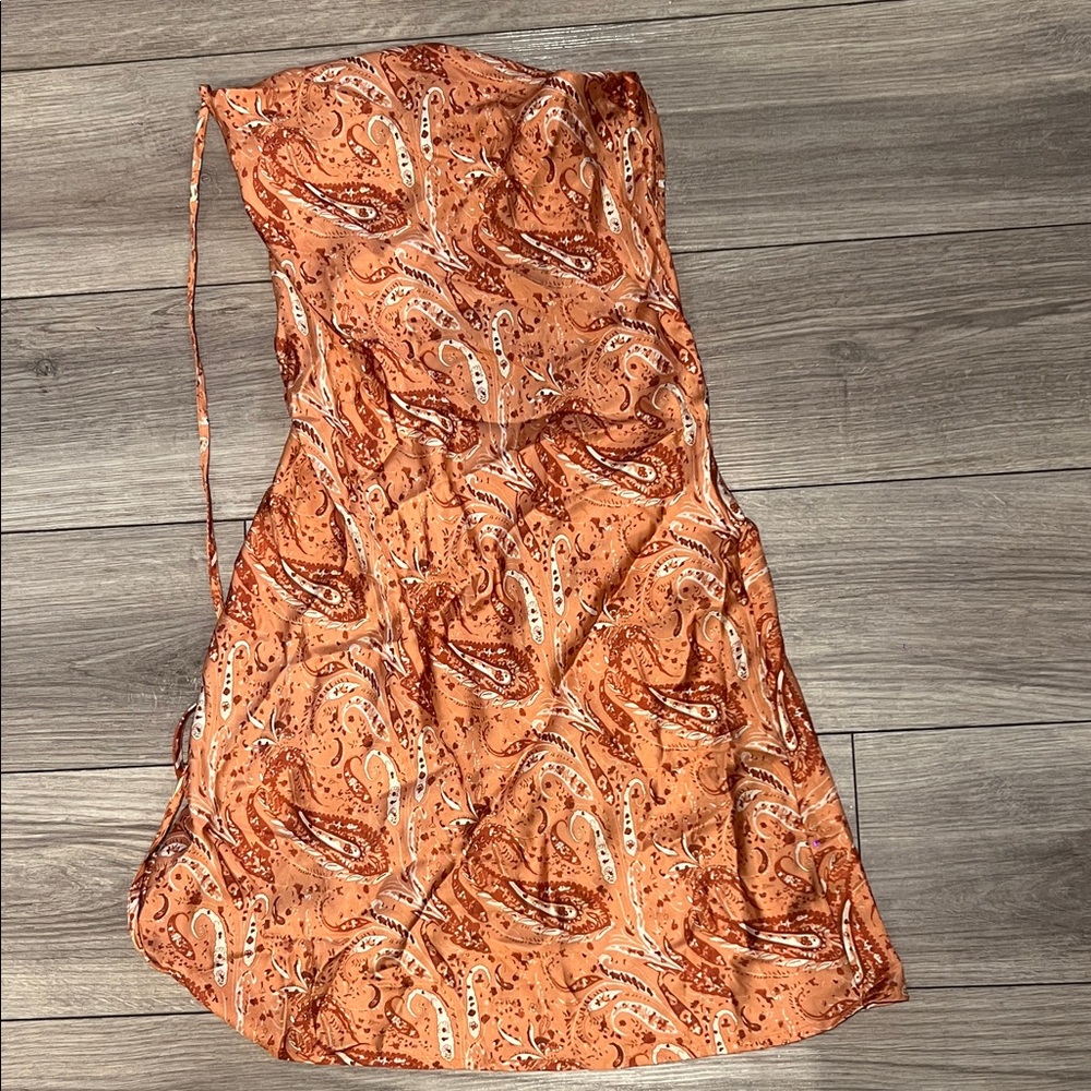 SHEIN One Shoulder Paisley Dress in Orange